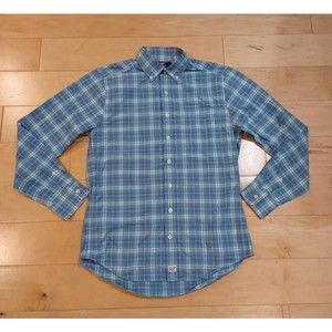 Vineyard Vines Slim Fit Murray Shirt Blue Plaid Long Sleeve Button Nylon Small